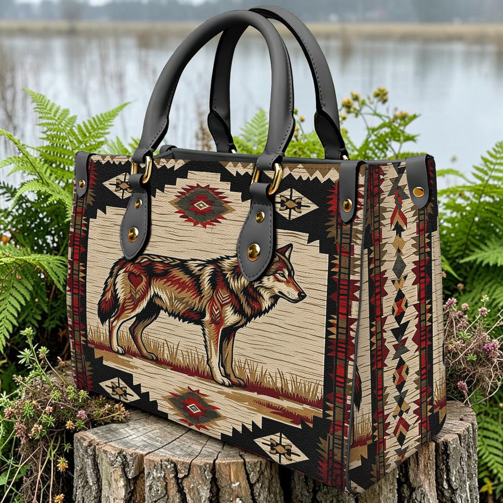 Tribal Wolf Native American Leather Bag GB-NAT00902v3