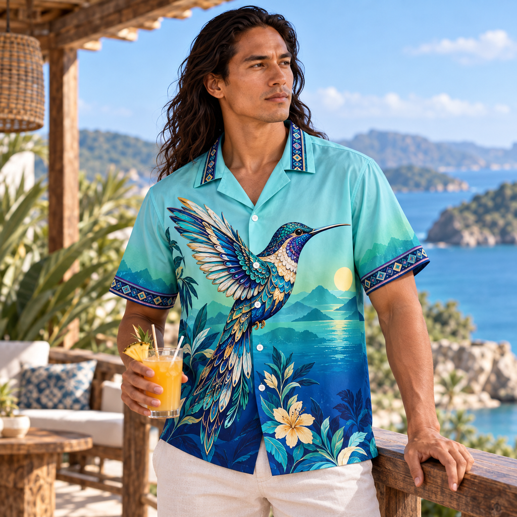 Tropical Hummingbirds Native American-Inspired 3D Hawaiian Shirt HWm018