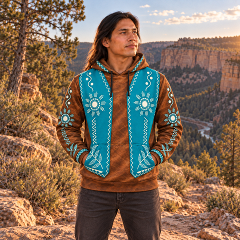 Turquoise Canyon Spirit Native American-Inspired 3D Hoodie – HD3dm020