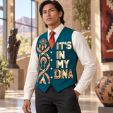 Turquoise DNA Heritage Native American-Inspired Suit Vest Jacket Print One Side Front VJm007