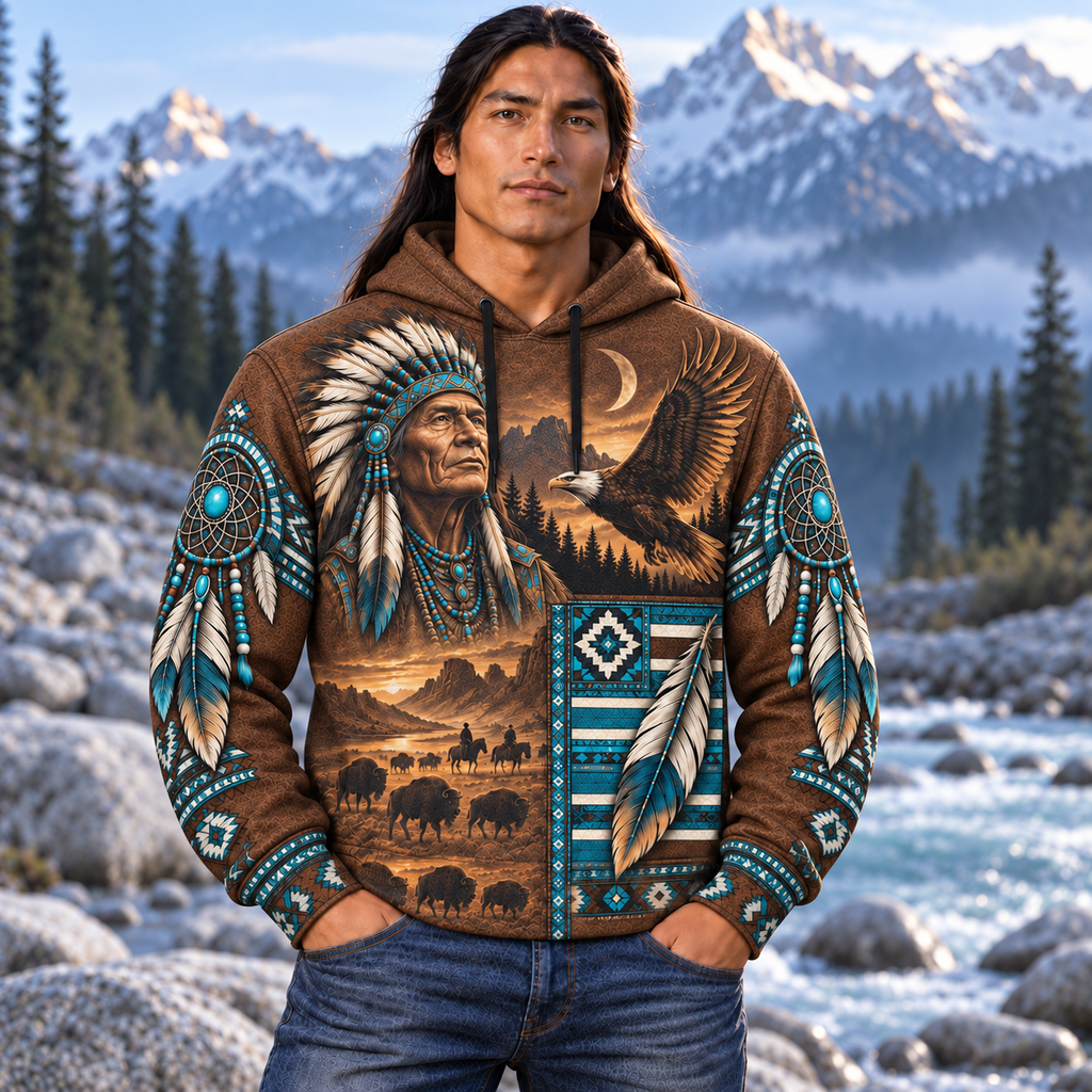 Turquoise Eagle Spirit Native American-Inspired 3D Hoodie HD3dm005