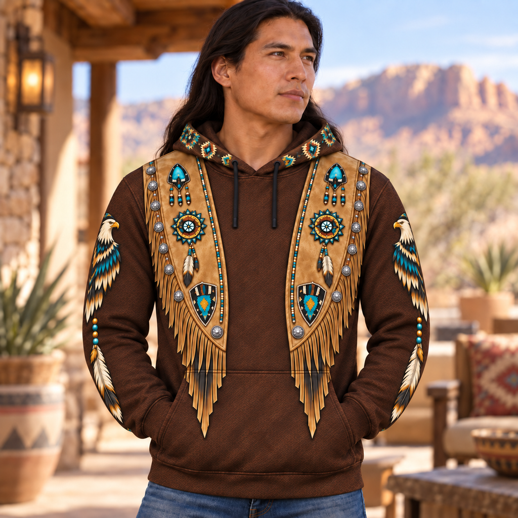 Turquoise Eagle Spirit Native American-Inspired 2D Hoodie HD3dm015