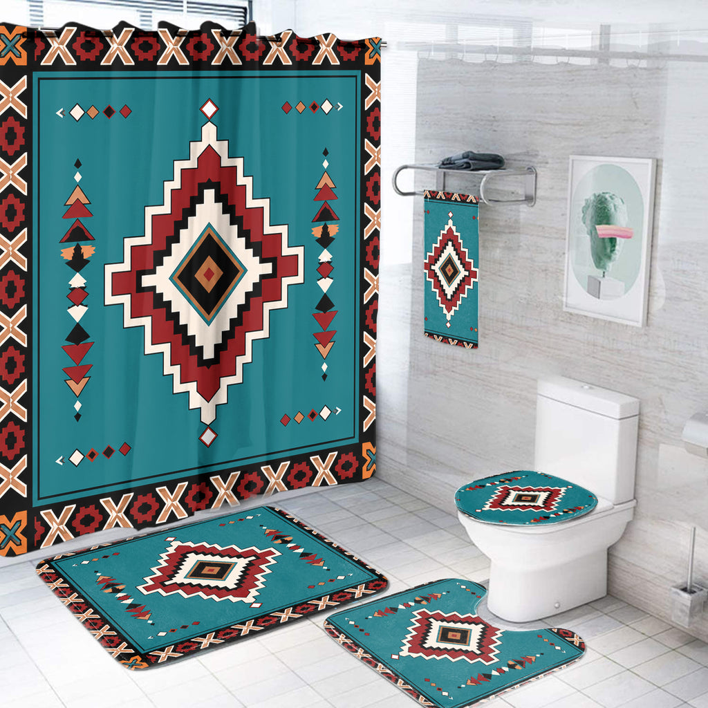 Turquoise Pattern Native American Bathroom set DS260730M04
