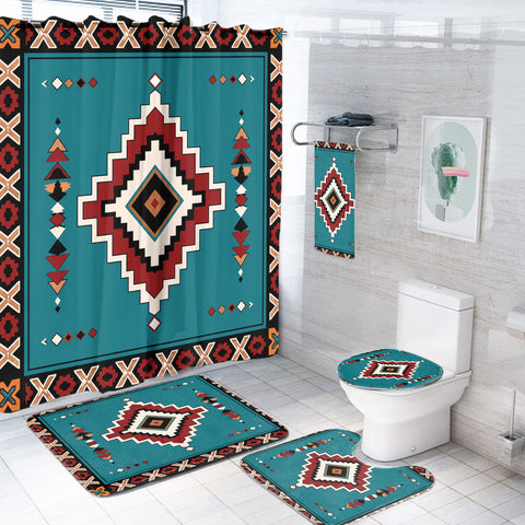 Turquoise Pattern Native American-Inspired Bathroom Set – DS260730M04