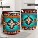 Turquoise Pattern Native American Laundry Basket GB-NAT0001-04m1