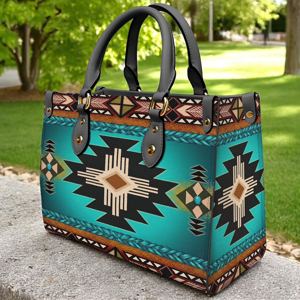 Turquoise Pattern Native American Leather Bag GB-NAT0001-04m1