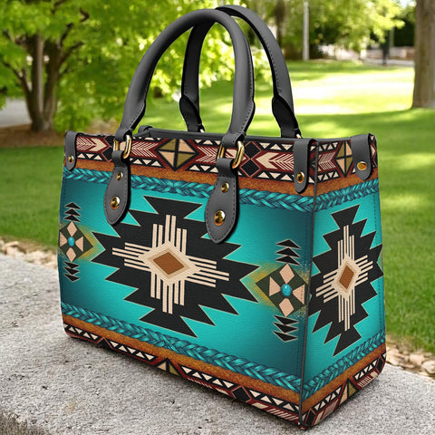 Turquoise Pattern Native American Leather Bag GB-NAT0001-04m1