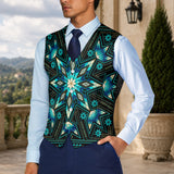 Turquoise Pattern Native American Suit Vest Jacket Print One Side Front DS260730M12