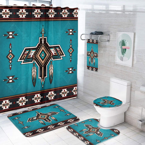 Turquoise Symbol Arrow Native American-Inspired Bathroom Set – DS260729M02