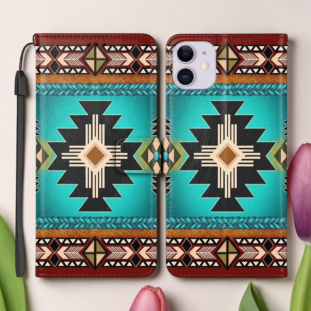 Turquoise Symbol Native American-Inspired Leather Wallet Phone Case GB-NAT0001-04m1