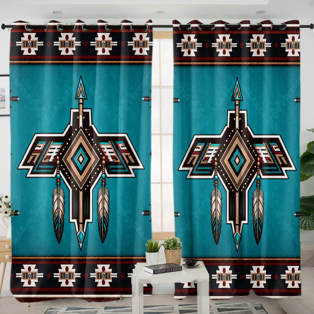 Turquoise Symbol Native American Living Room Curtain DS260729M02
