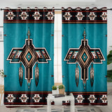 Turquoise Symbol Native American Living Room Curtain DS260729M02