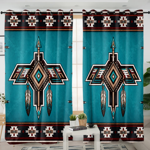 Turquoise Symbol Native American Living Room Curtain DS260729M02