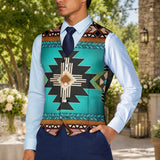 Turquoise Symbol Native American Suit Vest Jacket Print One Side Front GB-NAT0001-04m1