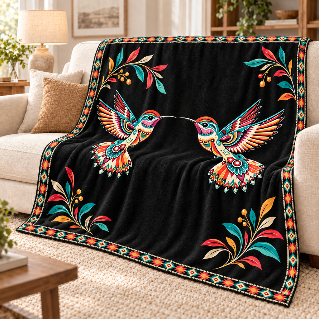 Twin Hummingbirds Native American-Inspired Blanket BLm024