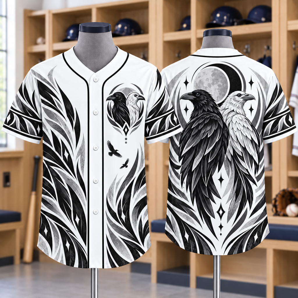 Twin Raven Eclipse Native American-Inspired Baseball Jersey BSm045