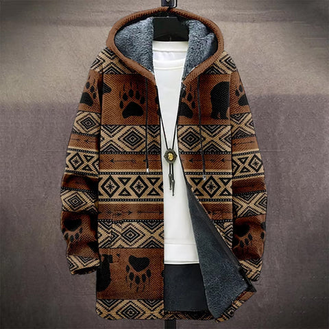 Jacket Cardigans Coats Printed Native Retro Aztec Graphics Mid Trench Outdoors Fleece