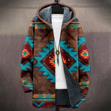 Jacket Cardigans Coats Printed Native Retro Aztec Graphics Mid Trench Outdoors Fleece