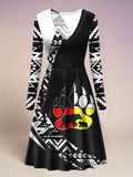 VDR260327M01v2 Mama Bear Native American V-Neck Long Sleeve Dress