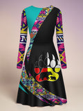 VDR260327M02v2 Native American V-Neck Long Sleeve Dress