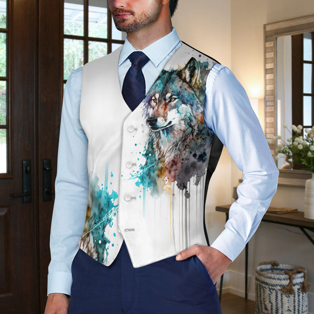 VJ-POLO0056 Native American Suit Vest Jacket Print One Side Front