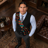 VJ250306M03-02 Feather Native American Suit Vest Jacket Print One Side Front