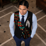 VJ250306M03 Feather Native American Suit Vest Jacket Print One Side Front