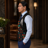 VJ250306M03 Feather Native American Suit Vest Jacket Print One Side Front