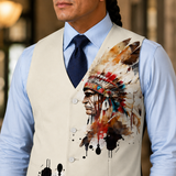 VJ250306M06 Chief Native American Suit Vest Jacket Print One Side Front