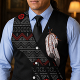 VJ250306M09 Feather Native American Suit Vest Jacket Print One Side Front