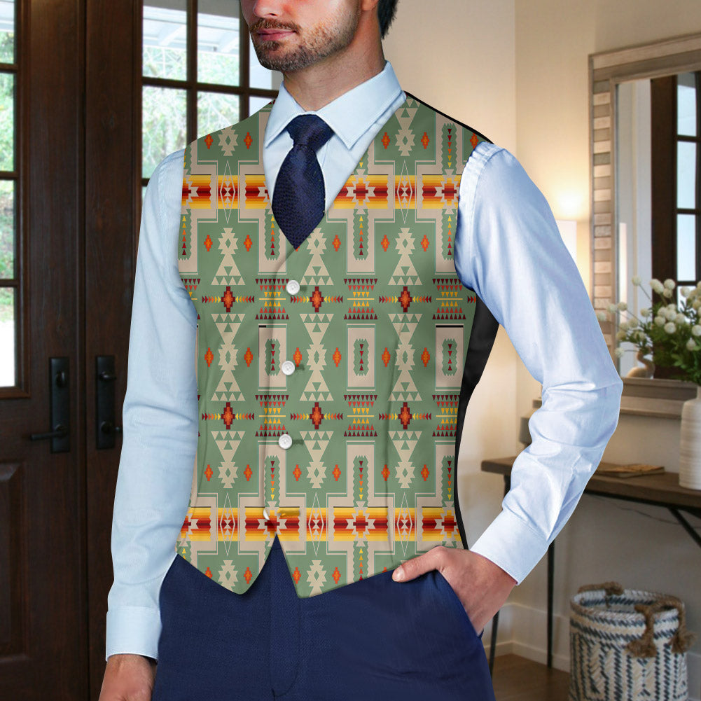 VJ250307M01 Native American Suit Vest Jacket Print One Side Front