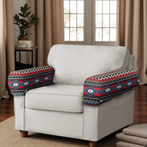 VJ250307M02 Native American 2PCS Sofa Armrest Covers with Buttons