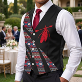 VJ250320M06 Feather Native American Suit Vest Jacket Print One Side Front
