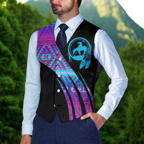 VJ250915M04 Trail of Tears Native American Suit Vest Jacket Print One Side Front