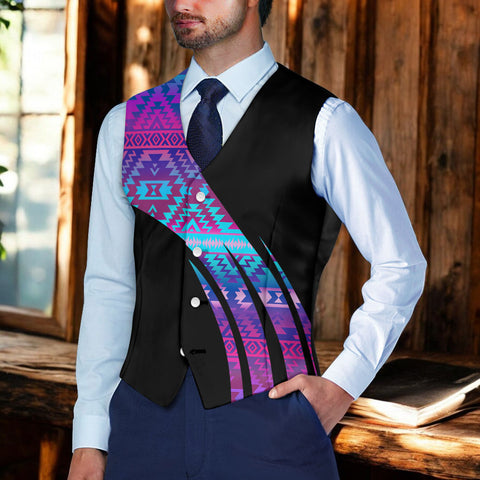 VJ250915M07 Native American Suit Vest Jacket Print One Side Front