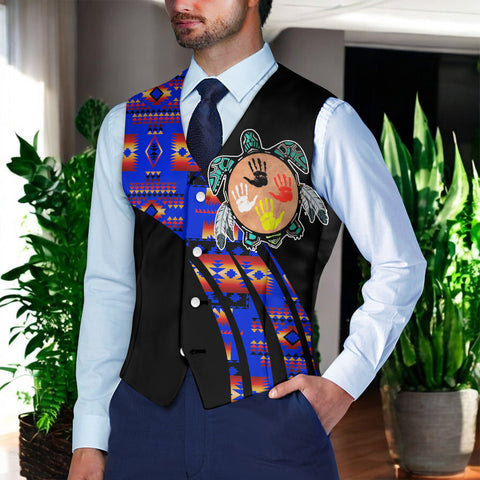 VJ250916M06 Turtle Native American Suit Vest Jacket Print One Side Front