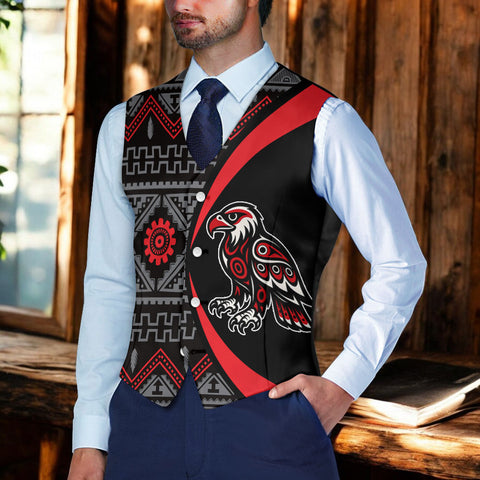 VJ250916M14 Eagle Native American Suit Vest Jacket Print One Side Front