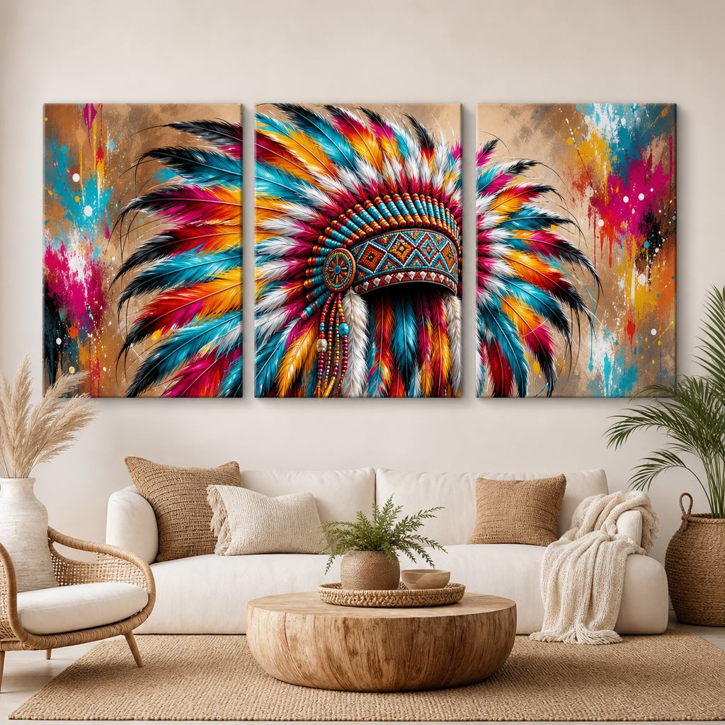 Vibrant Feather Spirit Canvas Wall Art 3PCS No Frame CVm23