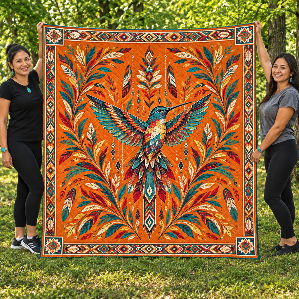 Vibrant Hummingbird Native American-Inspired Quilt Qm025
