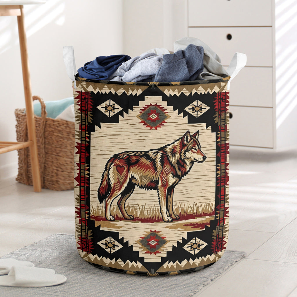Vintage Wolf Native American Laundry Basket GB-NAT00902v3