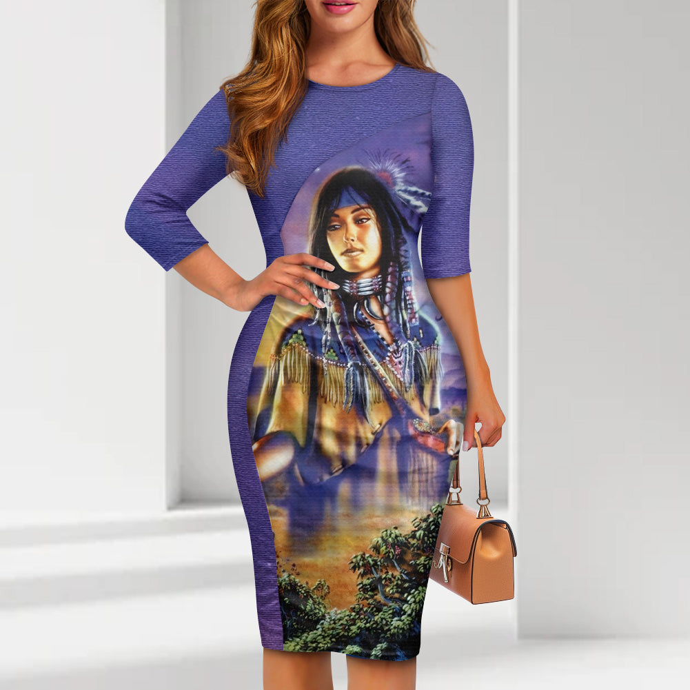 WTD0001 Pattern Native American Women's Tight Dress