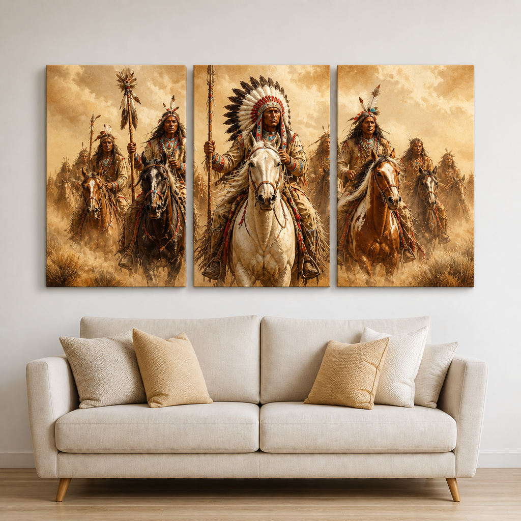 Warriors of the Plains Canvas Wall Art 3PCS No Frame CVm24