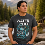 Water Life Feather Graphic Native American-Inspired 2D T-Shirt TSm024