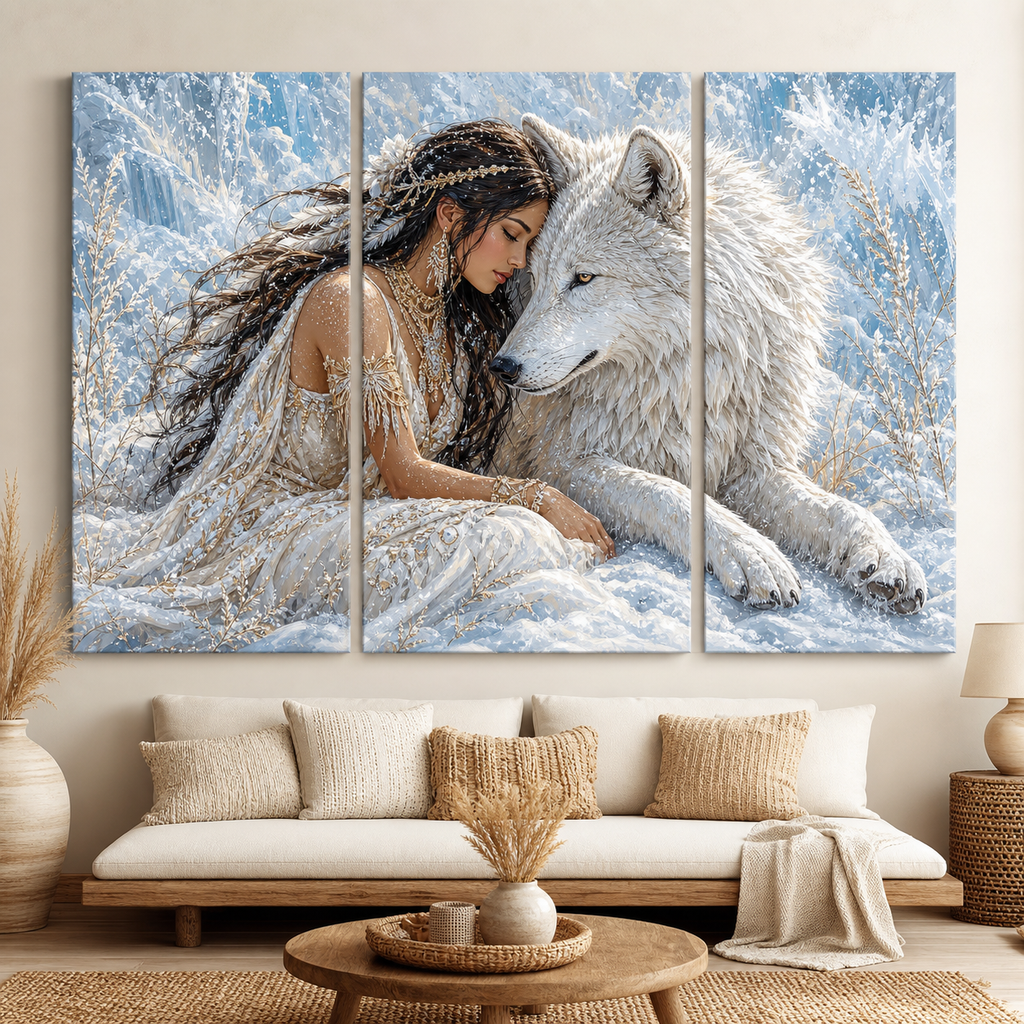 Winter Wolf Bond Canvas Wall Art 3PCS No Frame CVm19