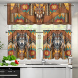 Wolf Chief Native American Curtain Valance and Kitchen Tiers Set DS260710M12