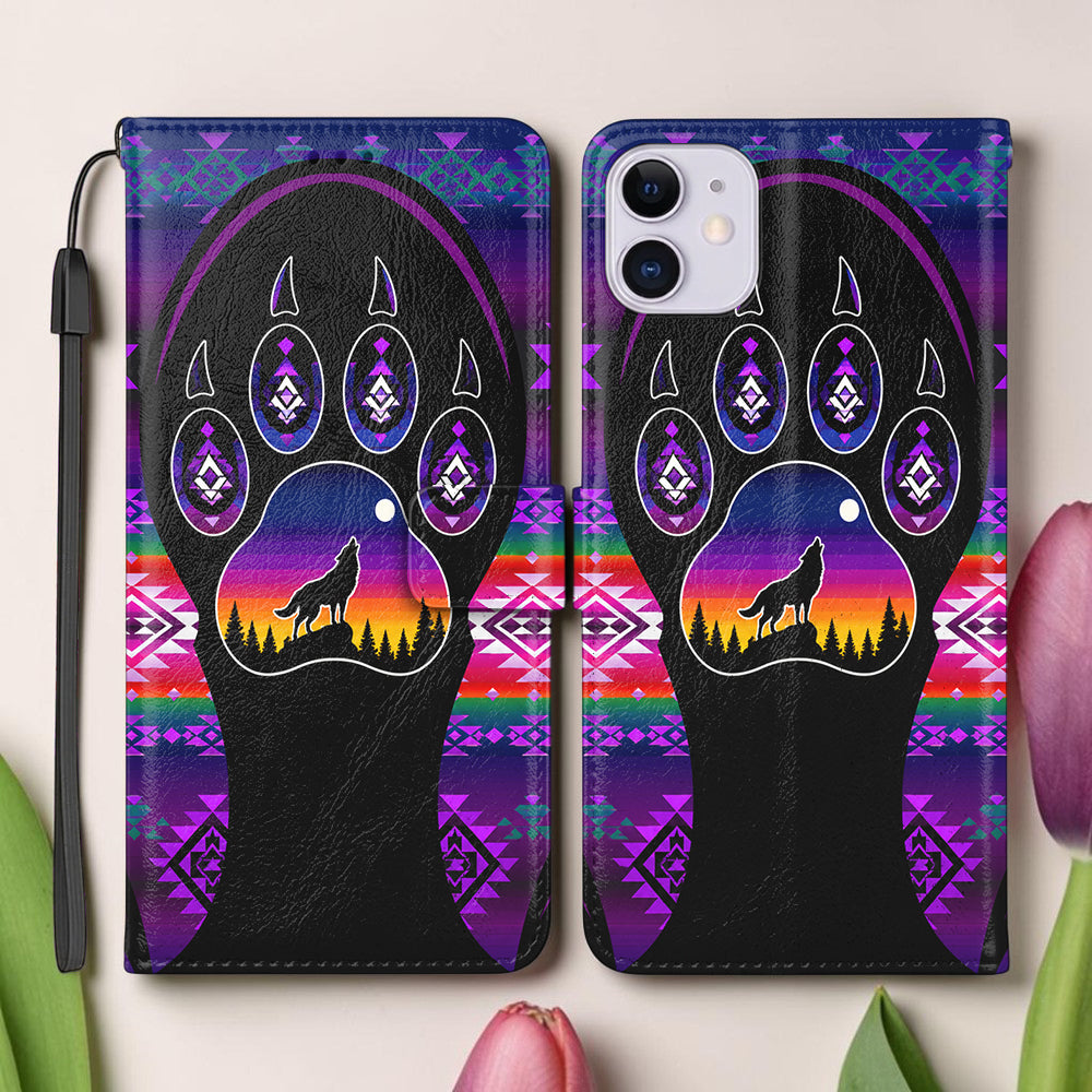 Wolf Claw Native American-Inspired Leather Wallet Phone Case DS260731M03