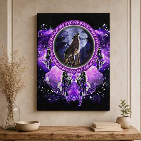Wolf Dreamcatcher Spirit Native American Canvas Wall GB-NAT00564