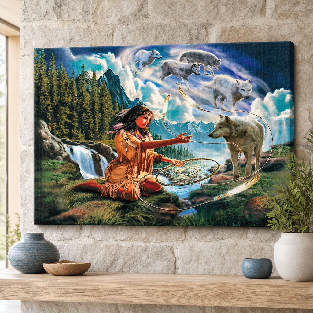 Wolf Mountain Vision Native American Canvas Wall GB-NAT00050