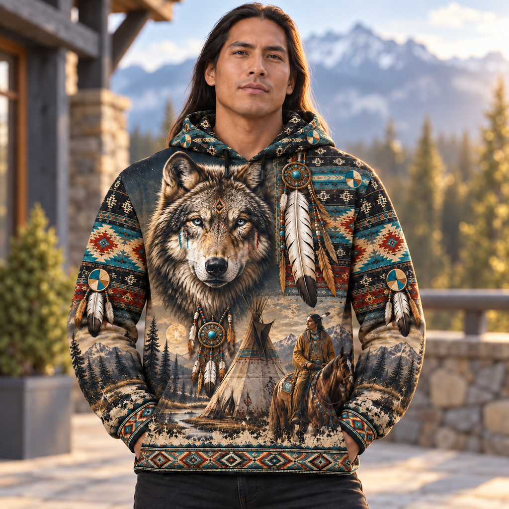 Wolf Rider Dreamcatcher Native American-Inspired 3D Hoodie DS260713M03