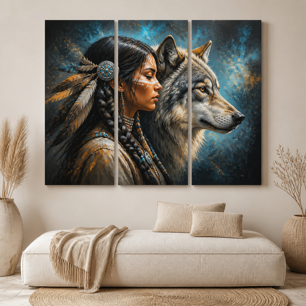 Wolf Spirit Bond Canvas Wall Art 3PCS No Frame CVm20